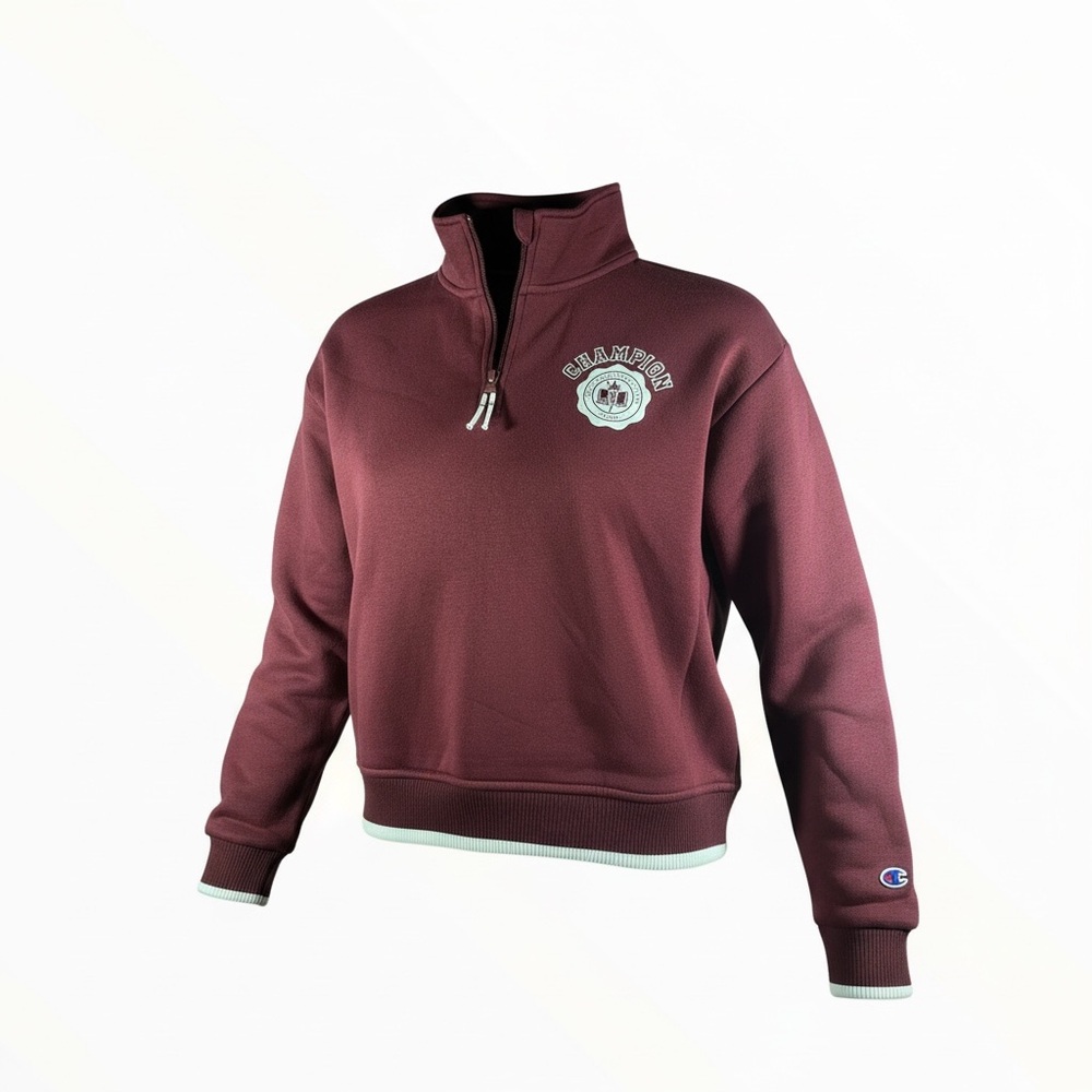 Champion Girls Maroon Half-Zip Pullover with Crest